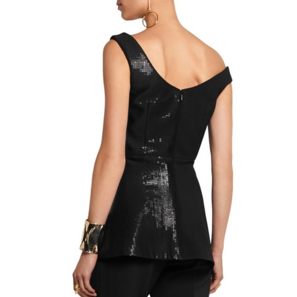 Stella McCartney Dixie Asymmetric Sequined Stretch-Wool and Silk Top - Picture 4 of 15